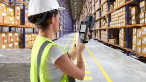 RFID reader being used in a warehouse